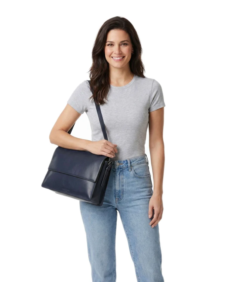 Liebeskind Audrey Recycled Soft Calf M Sac porté épaule peacoat