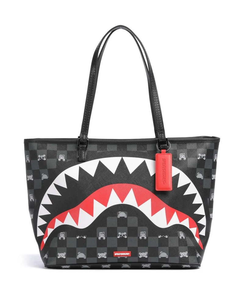 Sprayground Gray Peeking Character Check Cabas black