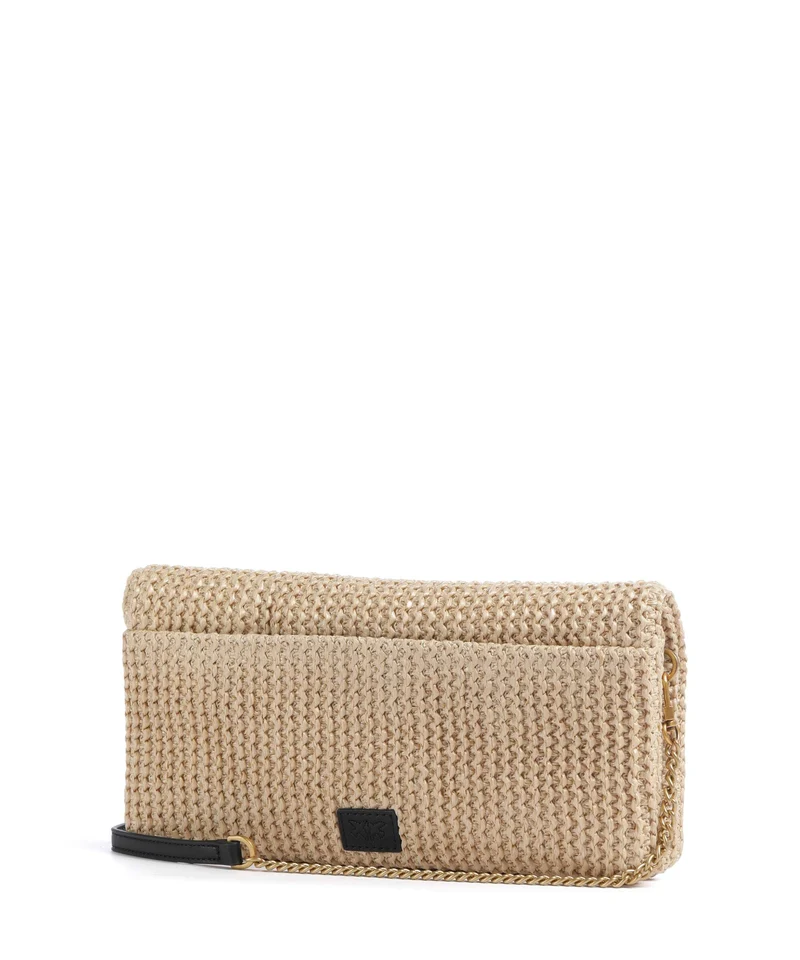 Pinko Love Click Soft Horizontal Classic Sac bandoulière rafia/nero/antique gold
