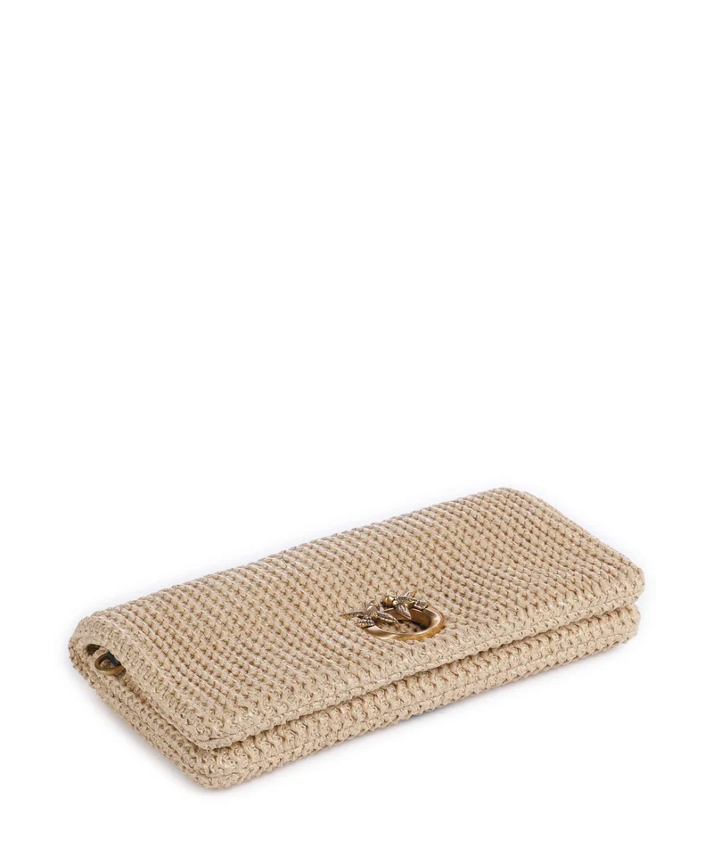 Pinko Love Click Soft Horizontal Classic Sac bandoulière rafia/nero/antique gold