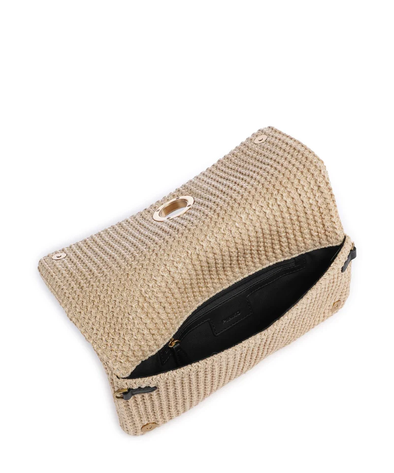 Pinko Love Click Soft Horizontal Classic Sac bandoulière rafia/nero/antique gold
