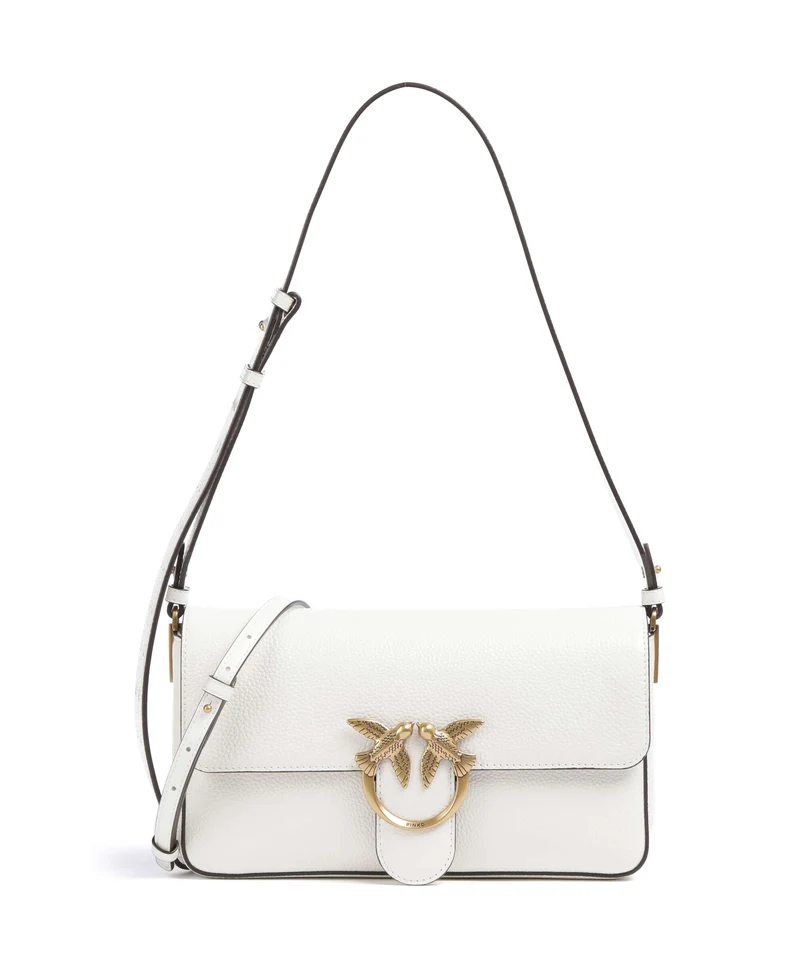 Pinko Love One Classic Slouchy Sac porté épaule bianco nembo/antique gold