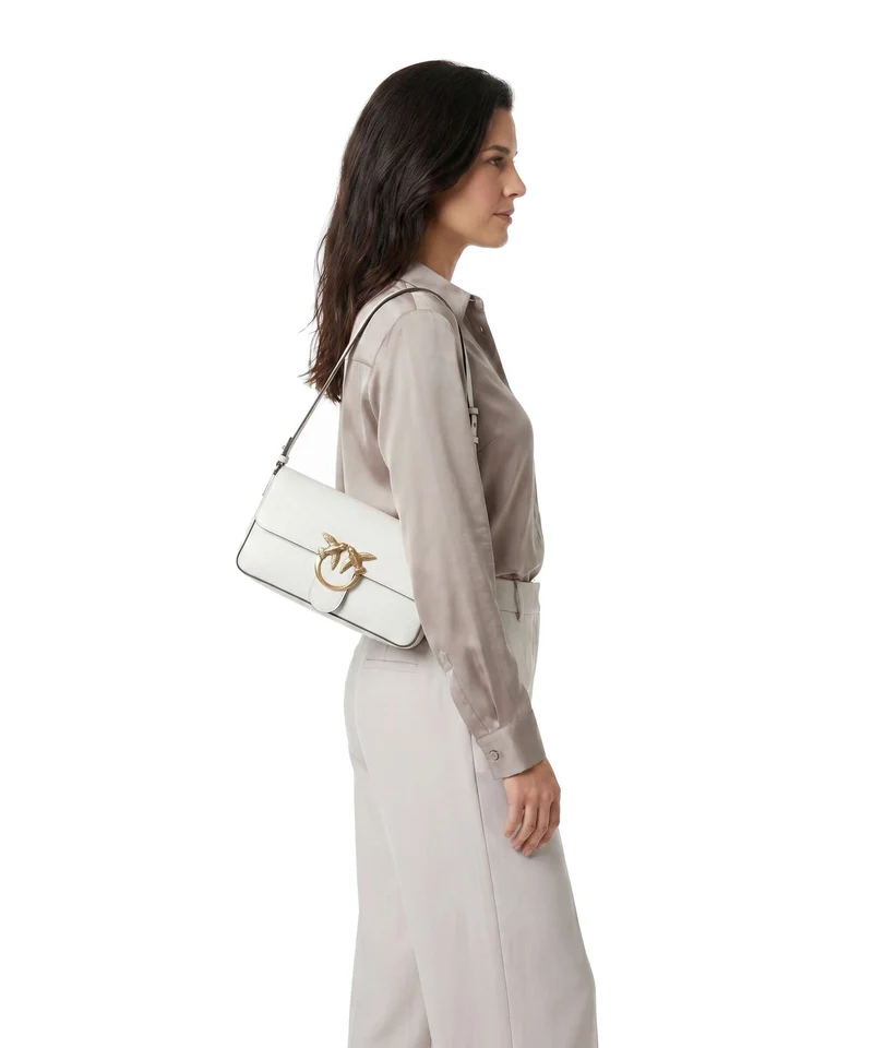 Pinko Love One Classic Slouchy Sac porté épaule bianco nembo/antique gold
