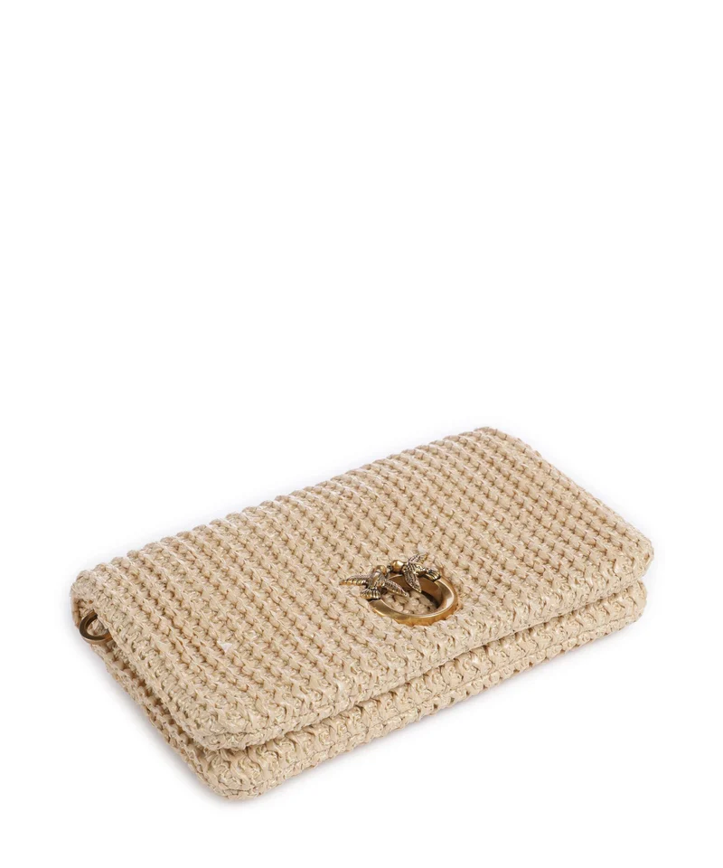Pinko Love Click Soft Horizontal Mini Sac bandoulière rafia/nero/antique gold