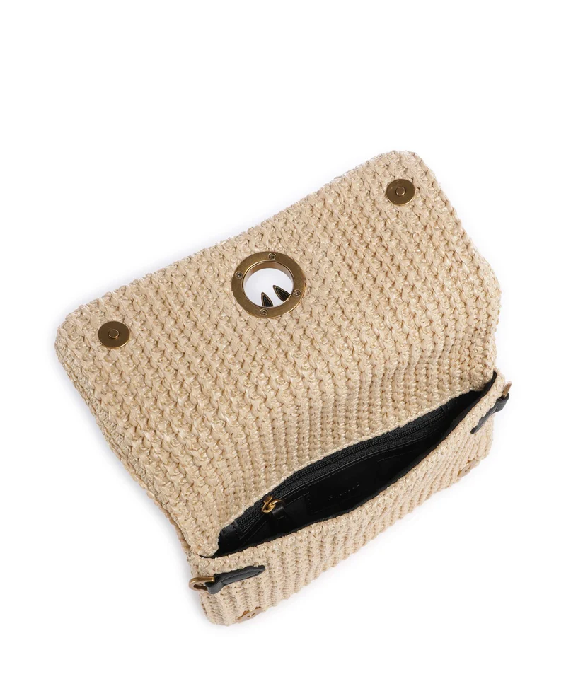 Pinko Love Click Soft Horizontal Mini Sac bandoulière rafia/nero/antique gold