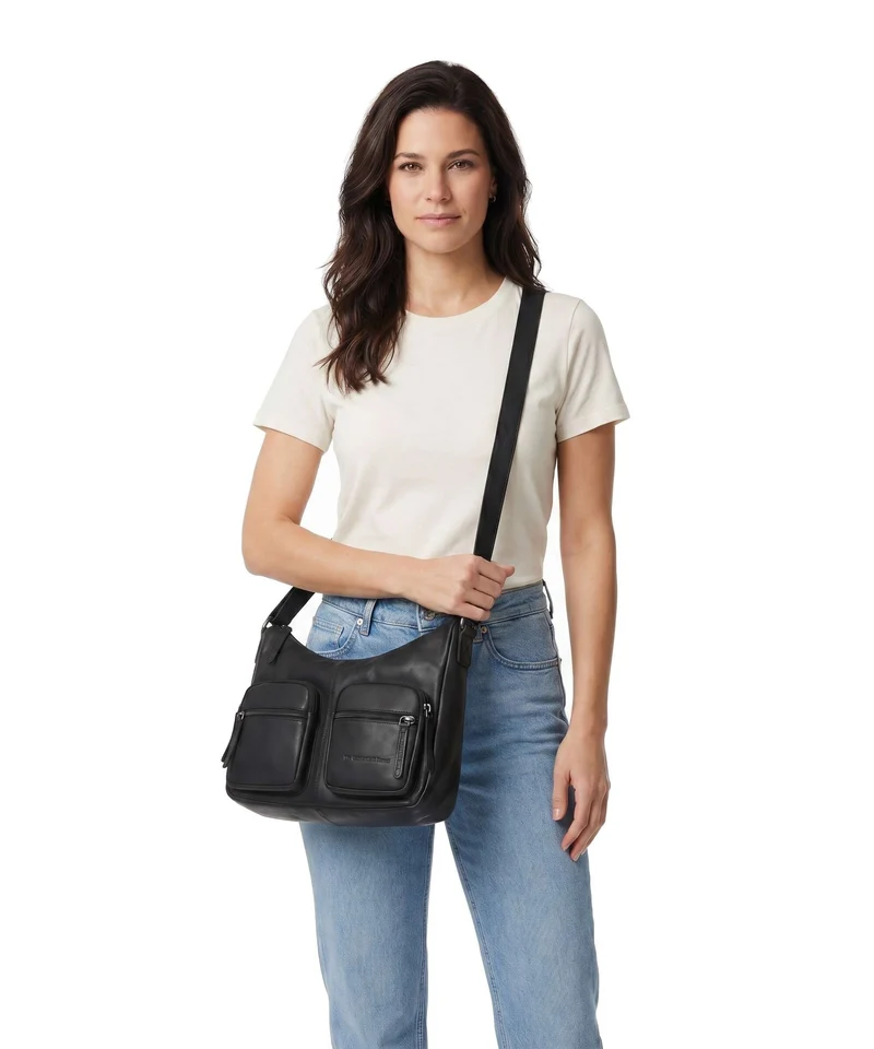 The Chesterfield Brand Wax Pull Up Cow Valenora Sac porté épaule black