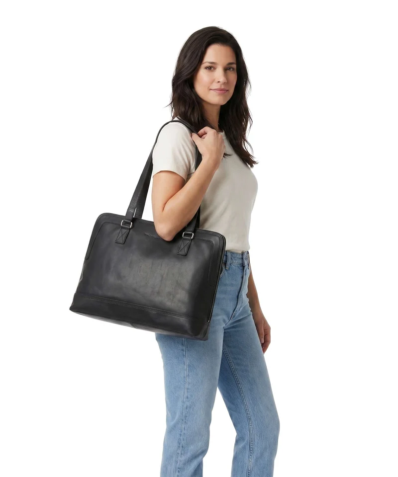 The Chesterfield Brand Wax Pull Up Cow Elvar Sac porté épaule black