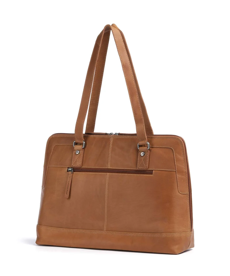 The Chesterfield Brand Wax Pull Up Cow Elvar Sac porté épaule cognac