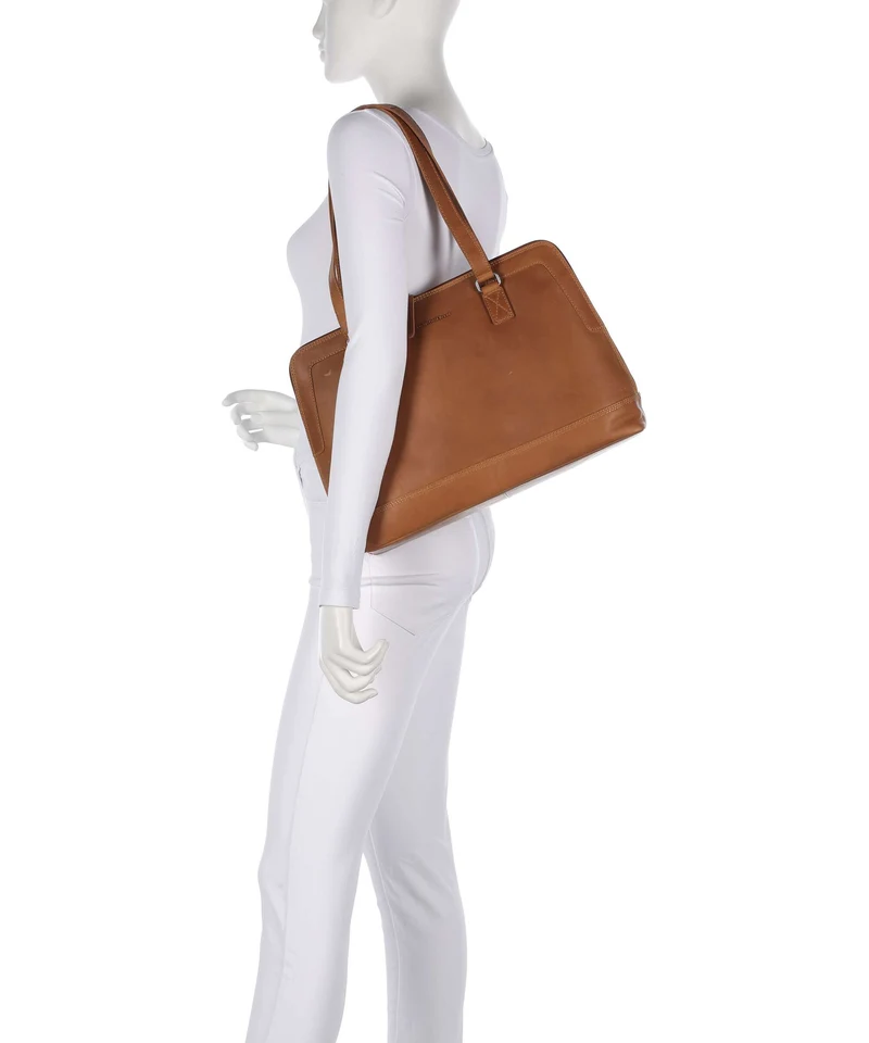 The Chesterfield Brand Wax Pull Up Cow Elvar Sac porté épaule cognac