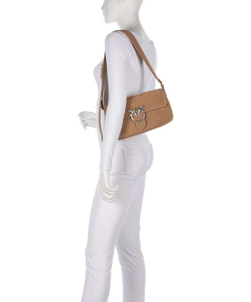 Pinko Love One Classic Slouchy Sac porté épaule beige/scoiattolo/old silver