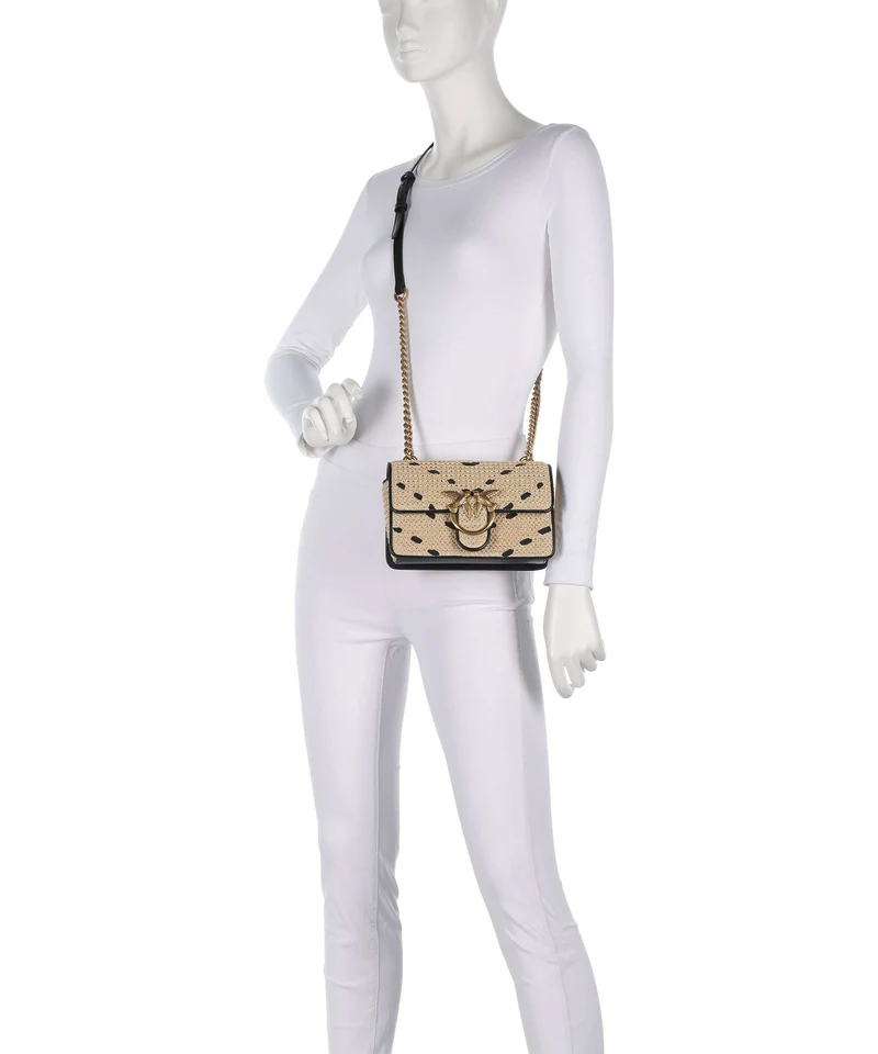Pinko Love One Mini Sac bandoulière paglia/nero/antique gold