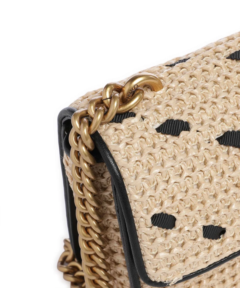 Pinko Love One Mini Sac bandoulière paglia/nero/antique gold