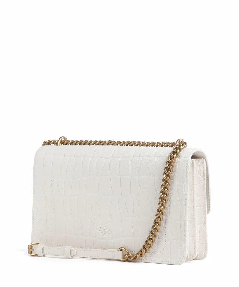 Pinko Love One Classic Sac porté épaule bianco nembo/antique gold