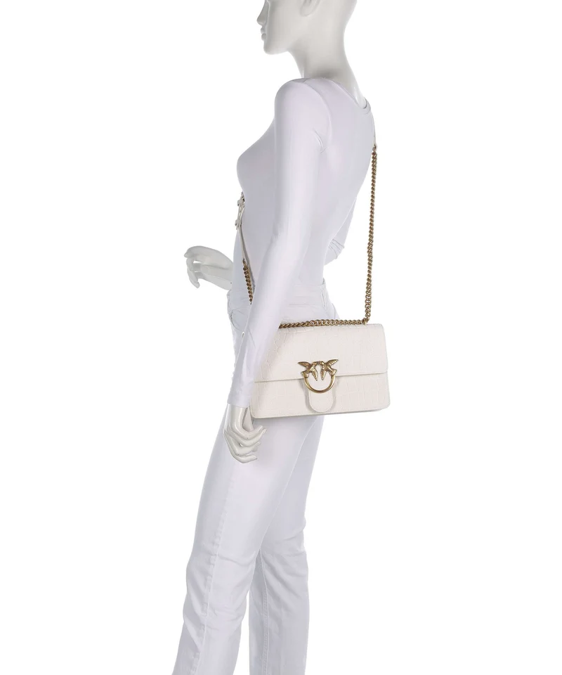 Pinko Love One Classic Sac porté épaule bianco nembo/antique gold