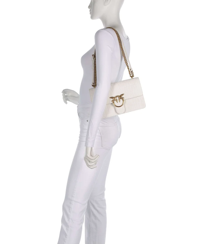 Pinko Love One Classic Sac porté épaule bianco nembo/antique gold