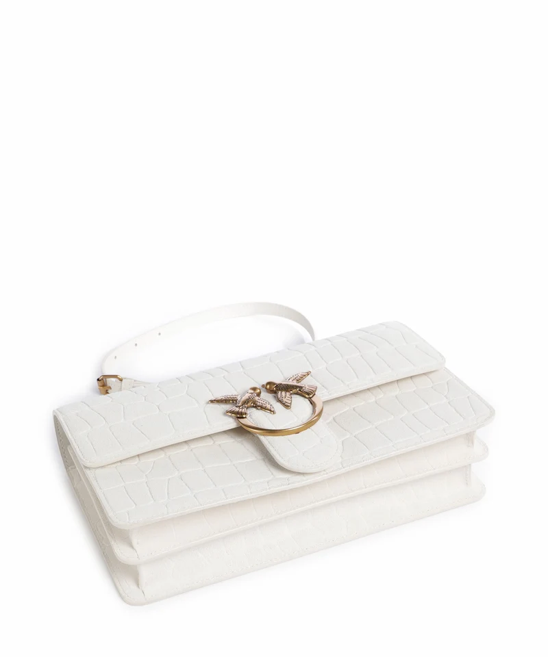 Pinko Love One Classic Sac porté épaule bianco nembo/antique gold