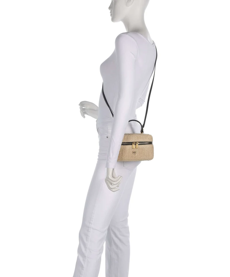 Pinko Vanity Soft Mini Sac bandoulière rafia/nero/antique gold