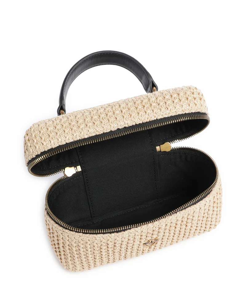 Pinko Vanity Soft Mini Sac bandoulière rafia/nero/antique gold