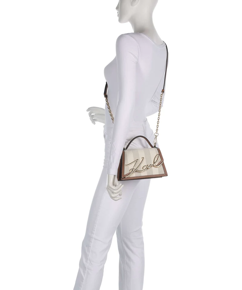 Karl Lagerfeld K/Signature 2.0 Small Sac bandoulière natural canvas/tan