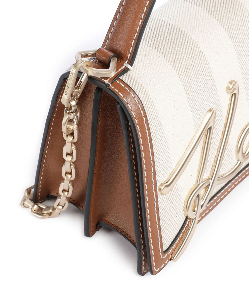 Karl Lagerfeld K/Signature 2.0 Small Sac bandoulière natural canvas/tan