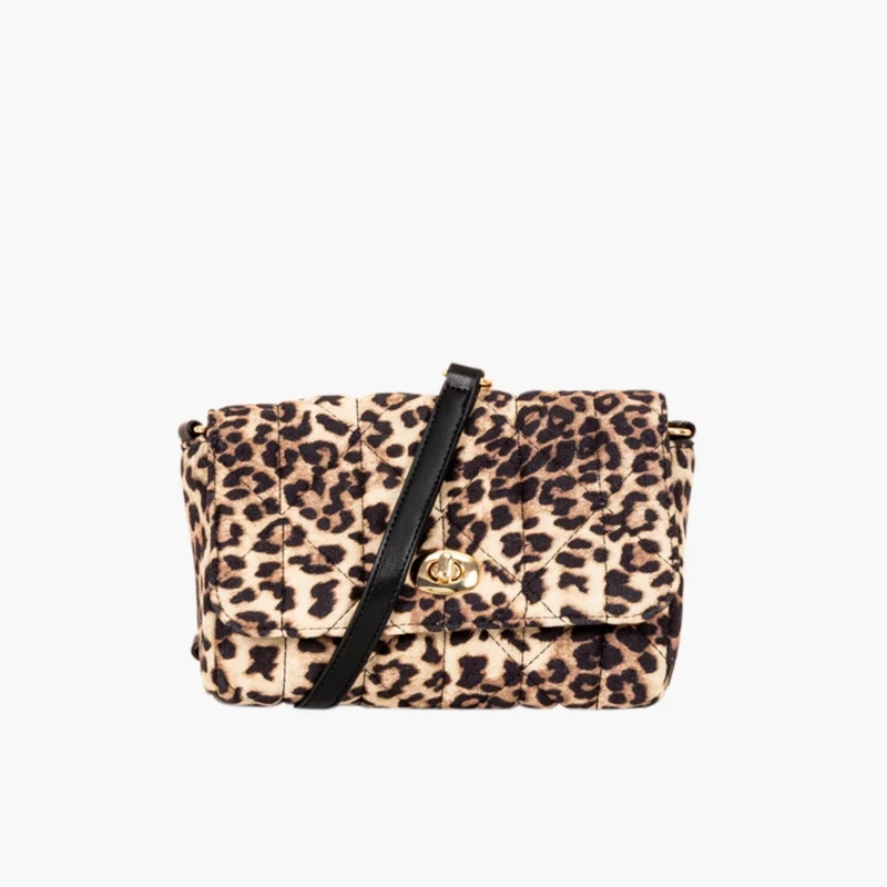 Sac pochette à bandoulière motif léopard