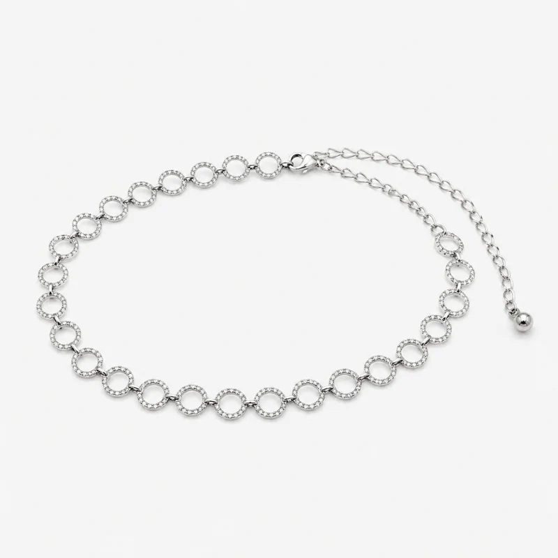 Ceinture à anneaux et strass argentés