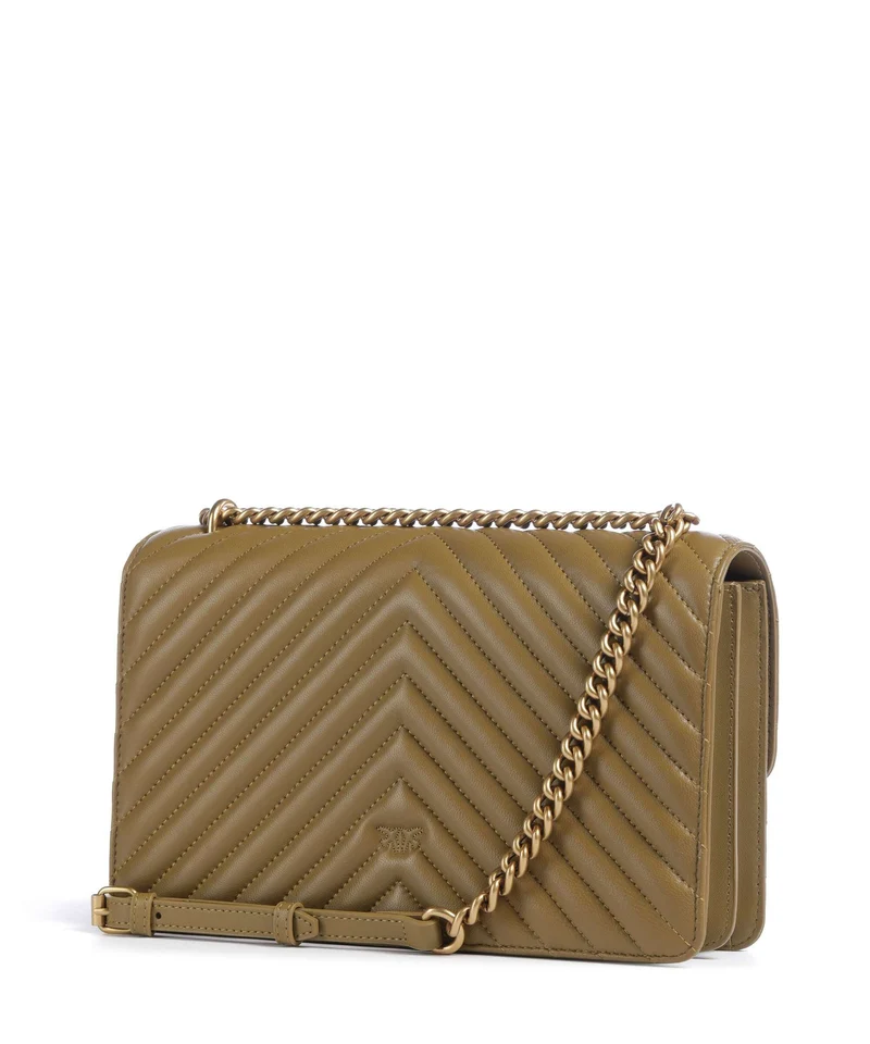 Pinko Love One Classic Sac porté épaule verde canguro/antique gold