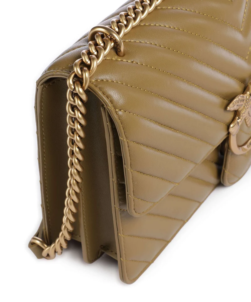 Pinko Love One Classic Sac porté épaule verde canguro/antique gold