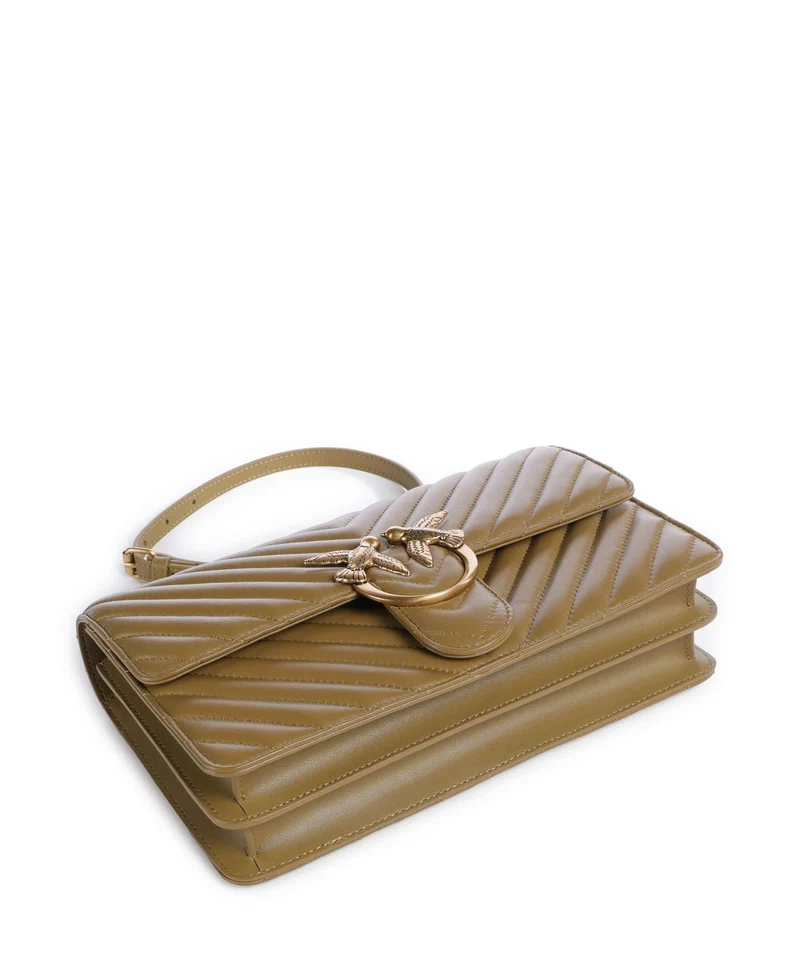 Pinko Love One Classic Sac porté épaule verde canguro/antique gold
