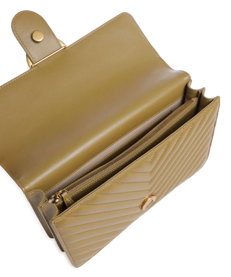 Pinko Love One Classic Sac porté épaule verde canguro/antique gold