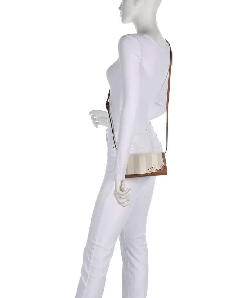 Karl Lagerfeld K/Signature Mini Sac bandoulière natural canvas/tan