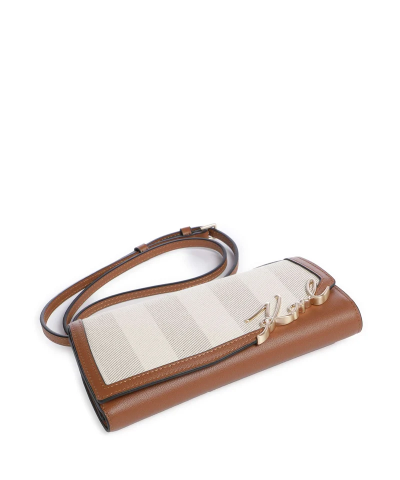 Karl Lagerfeld K/Signature Mini Sac bandoulière natural canvas/tan