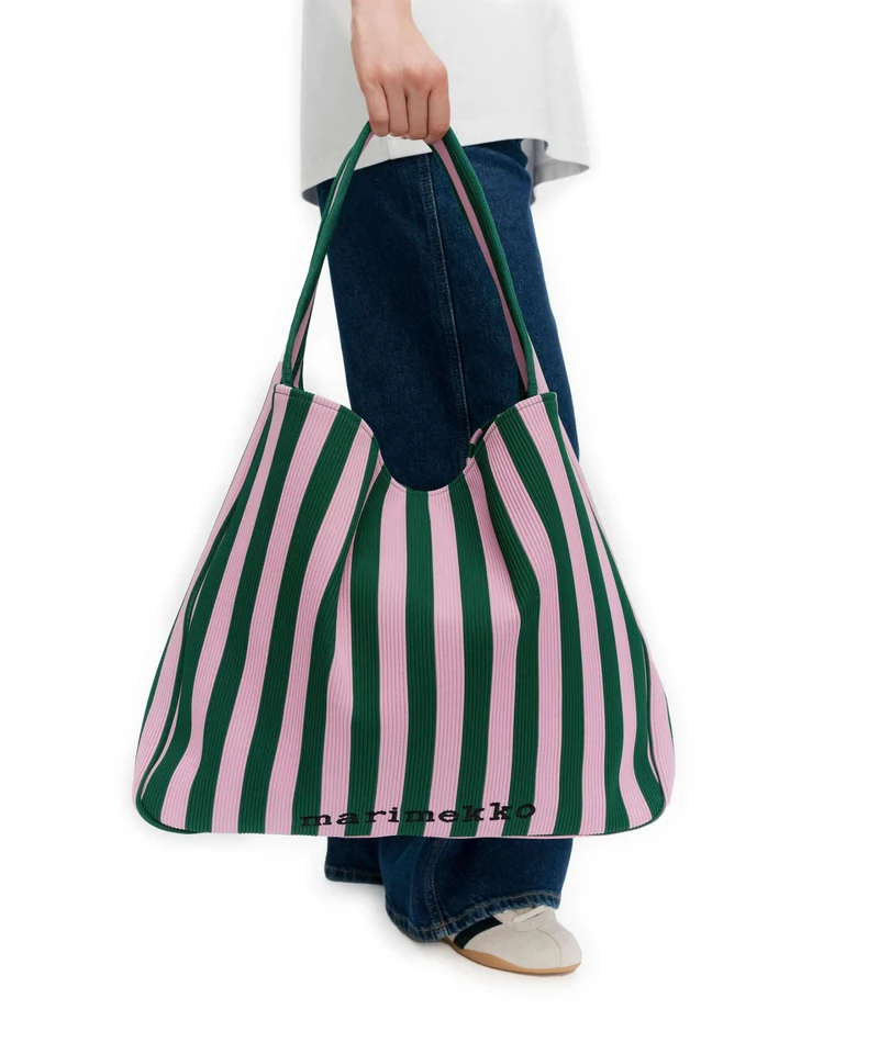 Marimekko Knitted Merirosvo Sac fourre-tout pink/dark green