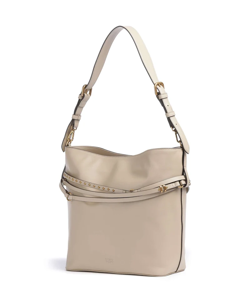 Pinko Belt Classic Sac seau beige/grigio fumo/antique gold