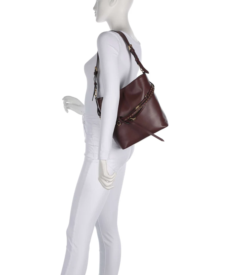 Pinko Belt Classic Sac seau burgundy wine/antique gold