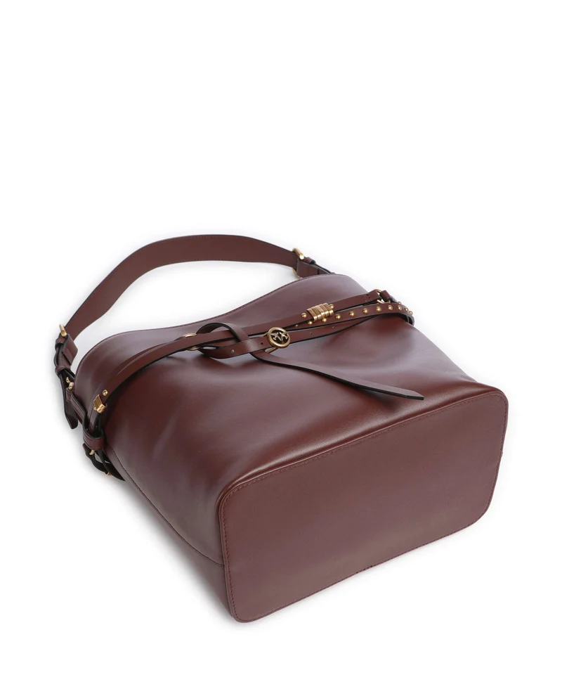 Pinko Belt Classic Sac seau burgundy wine/antique gold
