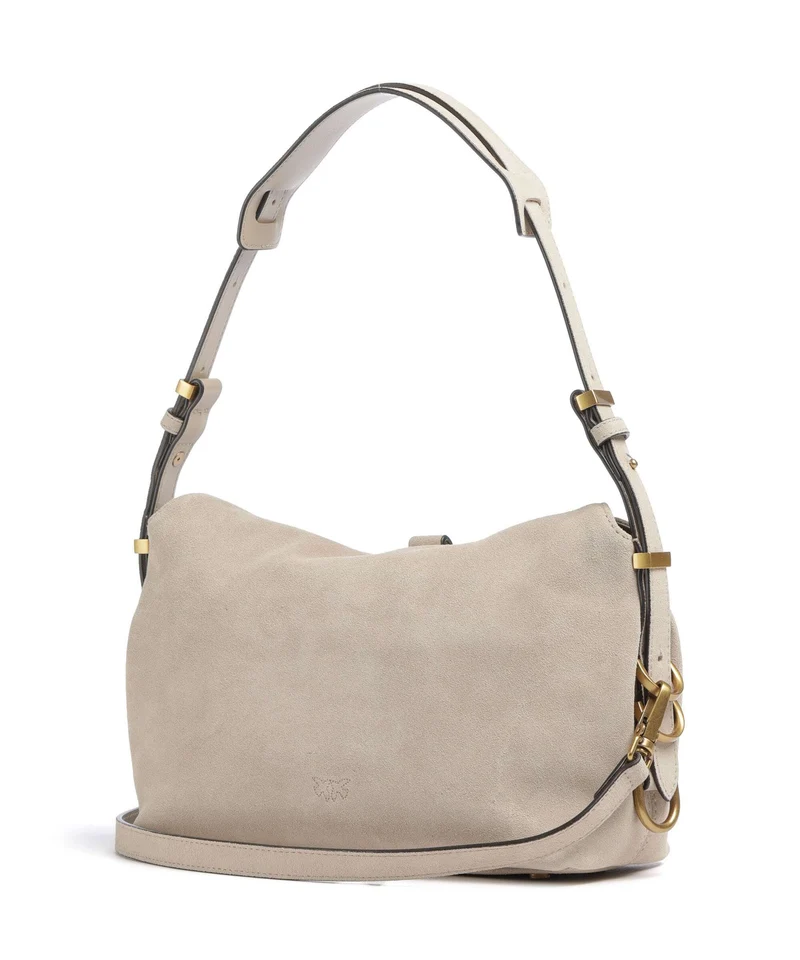 Pinko Saddle Horizontal Mini Sac porté épaule beige/grigio fumo/antique gold