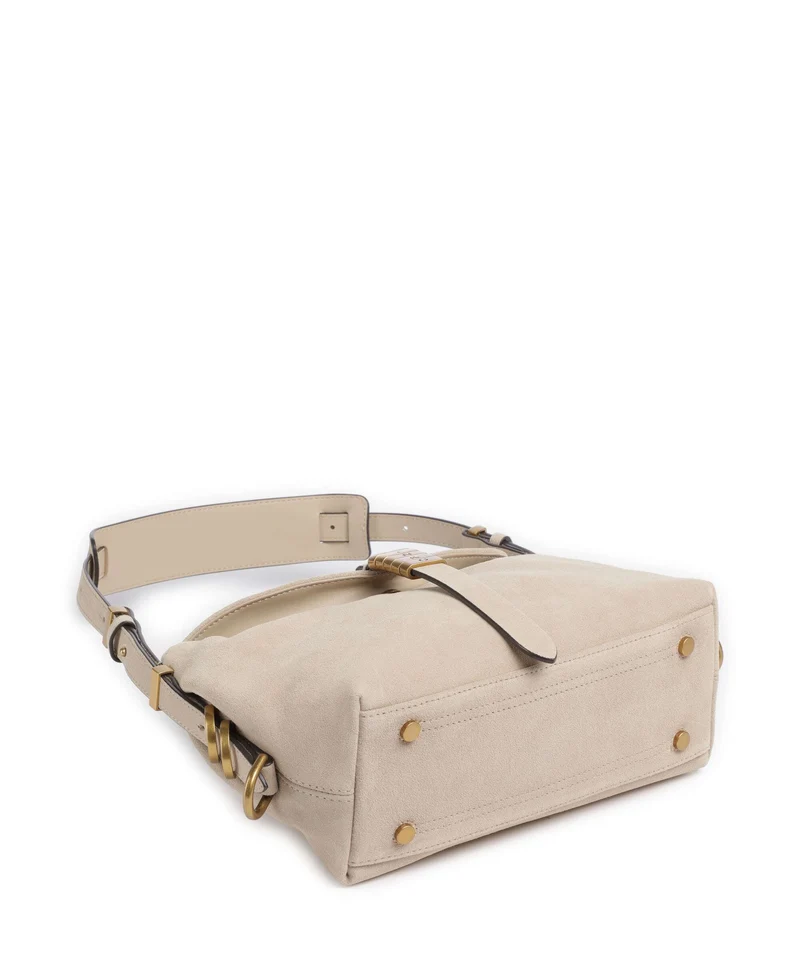 Pinko Saddle Horizontal Mini Sac porté épaule beige/grigio fumo/antique gold