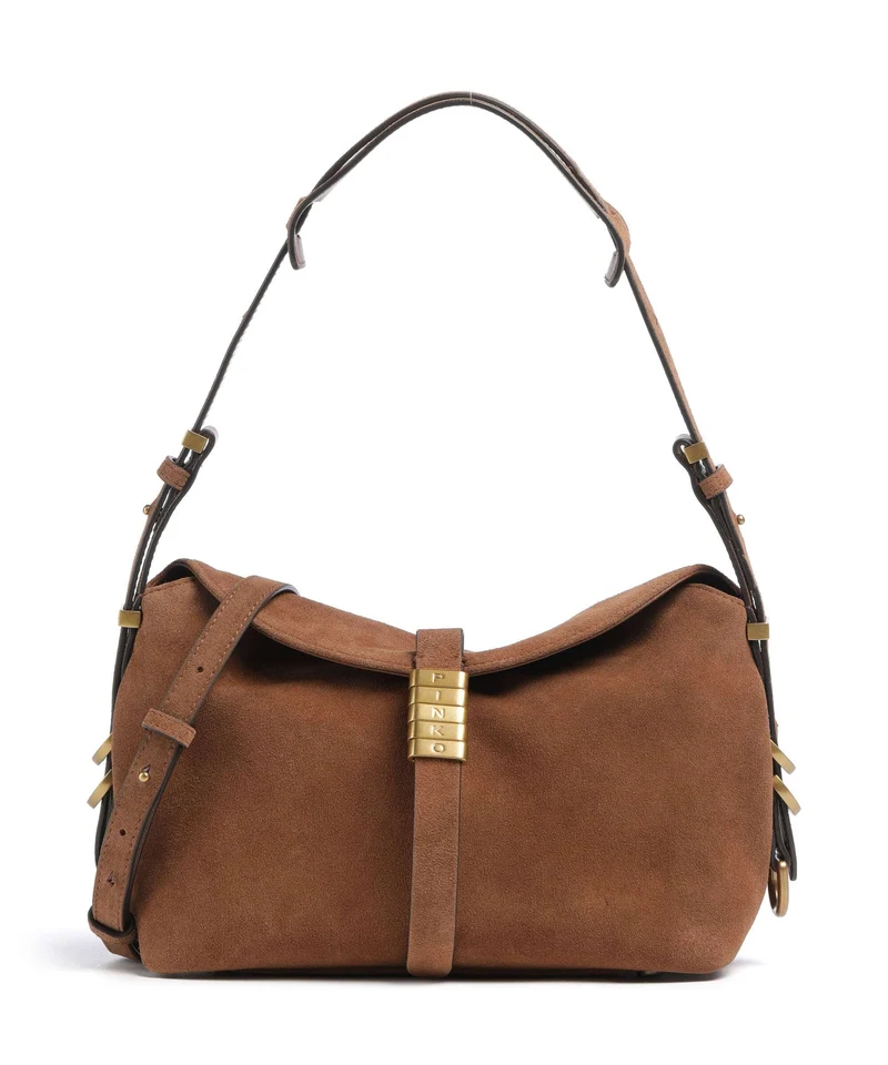 Pinko Saddle Horizontal Mini Sac porté épaule marrone/leone/antique gold