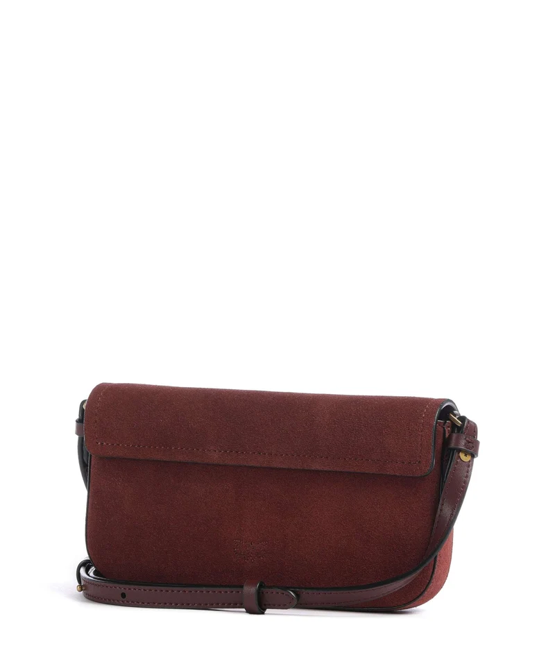Pinko Saddle Flat Sac bandoulière burgundy wine/antique gold