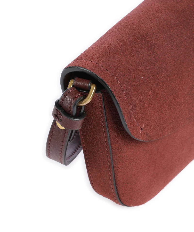 Pinko Saddle Flat Sac bandoulière burgundy wine/antique gold