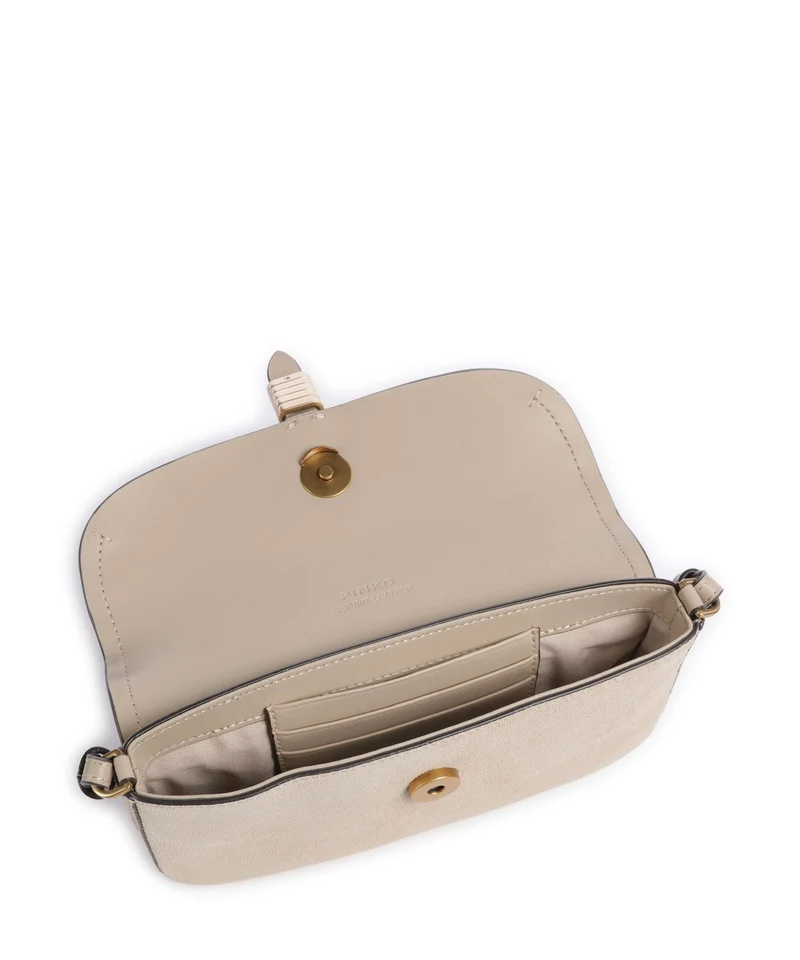 Pinko Saddle Flat Sac bandoulière beige/grigio fumo/antique gold