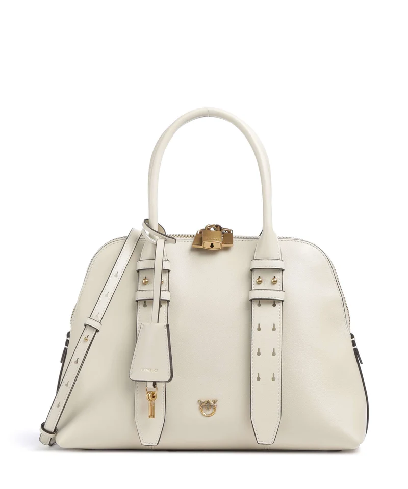 Pinko Bowling Medium Sac à main bianco seta/antique gold