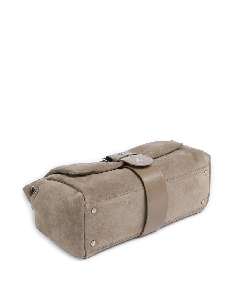 Vivienne Westwood Hazel Suede Treasure XL Sac porté épaule stone