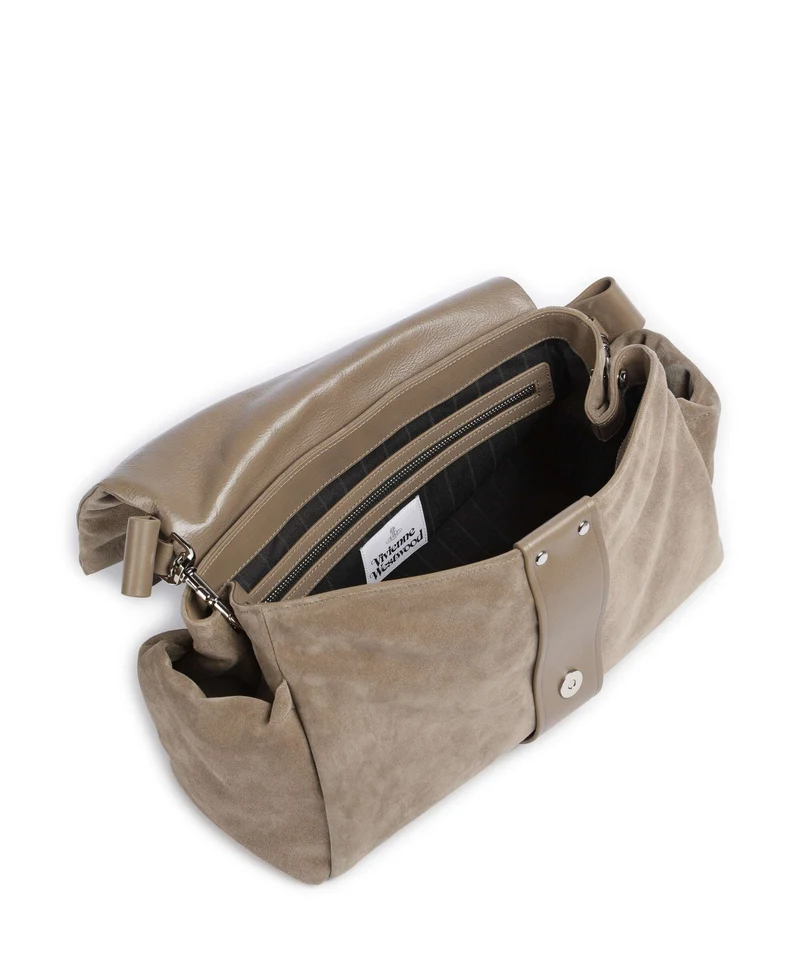 Vivienne Westwood Hazel Suede Treasure XL Sac porté épaule stone