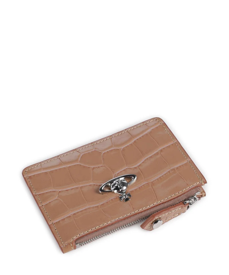 Vivienne Westwood Embossed Croc Slim Étui à cartes crédit dusty pink
