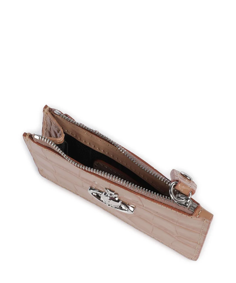 Vivienne Westwood Embossed Croc Slim Étui à cartes crédit dusty pink