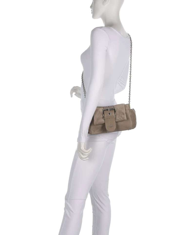 Vivienne Westwood Hazel Suede Treasure Sac porté épaule stone