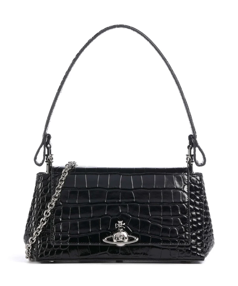 Vivienne Westwood Hazel Embossed Croc Medium Sac porté épaule black