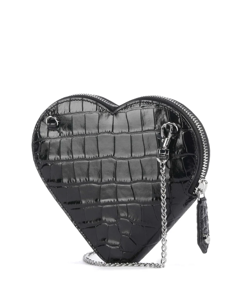 Vivienne Westwood Heart Embossed Croc Sac bandoulière black